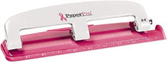 PaperPro - Paper Punches Type: 12 Sheet Manual Three Hole Punch Color: Pink - Exact Tool & Supply