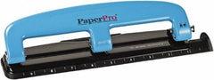 PaperPro - Paper Punches Type: 12 Sheet Manual Three Hole Punch Color: Blue/Black - Exact Tool & Supply