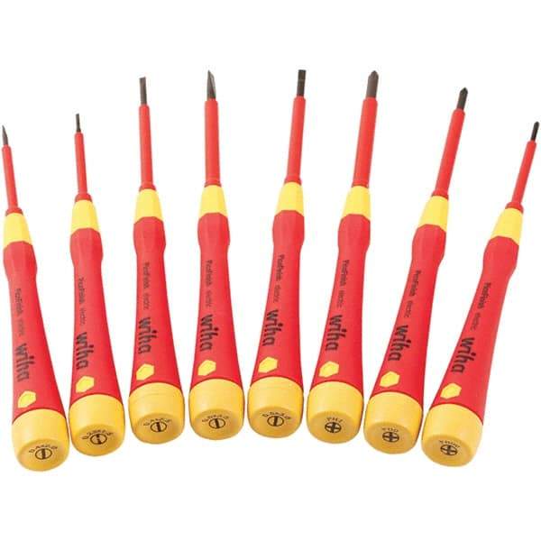 Wiha - 8 Piece Slotted & Phillips Screwdriver Set - #00 to #1 Phillips Size - Exact Tool & Supply