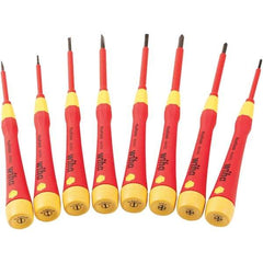Wiha - 8 Piece Slotted & Phillips Screwdriver Set - #00 to #1 Phillips Size - Exact Tool & Supply