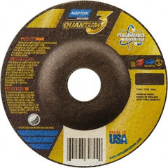 Norton - 9" Wheel Diam, 1/4" Wheel Thickness, Type 27 Depressed Center Wheel - Coarse Grade, Ceramic, Resinoid Bond - Exact Tool & Supply