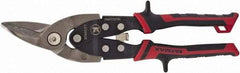 Stanley - 1-5/16" Length of Cut, Left Pattern Aviation Snip - 10" OAL, Cushion Grip Handle, Hardened Steel Blade, 18 AWG Steel Capacity - Exact Tool & Supply