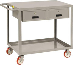 Little Giant - 1,200 Lb Capacity, 24" Wide x 54" Long x 35" High Shelf Cart - 2 Shelf, Steel, 2 Rigid/2 Swivel Casters - Exact Tool & Supply