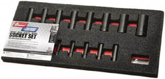 Ability One - 14 Piece 3/8" Drive Deep Well Impact Socket Set - 6 Points, 8mm to 24mm Range, Inch Measurement Standard - Exact Tool & Supply