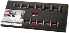 Ability One - 15 Piece 1/2" Drive Impact Socket Set - 6 Points, 10mm to 24mm Range, Metric Measurement Standard - Exact Tool & Supply