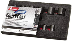 Ability One - 12 Piece 3/8" Drive Standard Impact Socket Set - 6 Points, 5/16 to 1-3/8", Inch Measurement Standard - Exact Tool & Supply