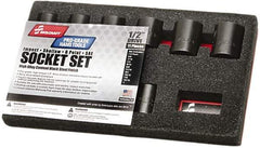Ability One - 11 Piece 3/8" Drive Impact Socket Set - 6 Points, 3/8" to 1" Range, Inch Measurement Standard - Exact Tool & Supply