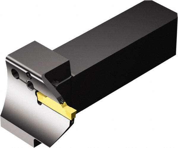 Sandvik Coromant - QS-R/LG123..C..E..B, External, Left Hand, 12.7mm Max Depth of Cut, Indexable Grooving Tool Holder - N123H2-0400-0004-TF Insert Compatibility, 25.4mm Shank Height, 25.4mm Shank Width, 115mm OAL, Through Coolant - Exact Tool & Supply