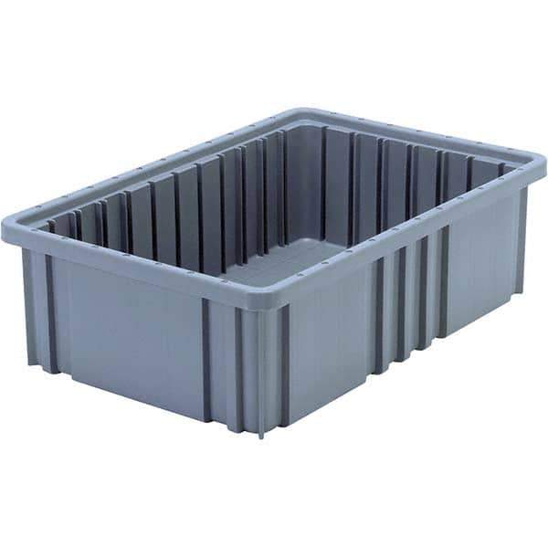 Quantum Storage - 40 Lb Load Capacity Gray Polypropylene Dividable Container - Stacking, 5" Long x 10.9" Wide x 16-1/2" High - Exact Tool & Supply