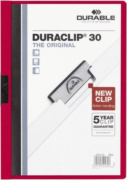 DURABLE - 11" Long x 8" Wide Report Cover - Red - Exact Tool & Supply