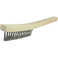 V-Groove Hand Wire Scratch Brush, .012 Stainless Steel Fill, Curved Handle, 3 × 19 Rows - Exact Tool & Supply