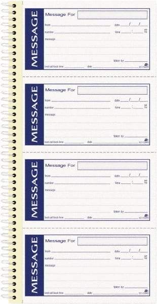 Adams Business Forms - 200 Sheet, 11 x 5-1/4", Call Book - Blue & White - Exact Tool & Supply