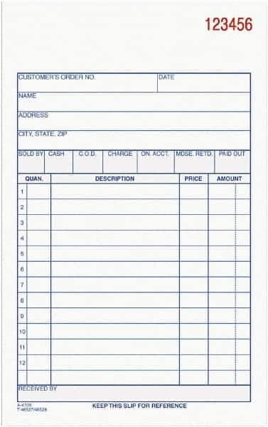 Adams Business Forms - 50 Sheet, 4-3/16 x 7-3/16", Sales Order Book - White - Exact Tool & Supply