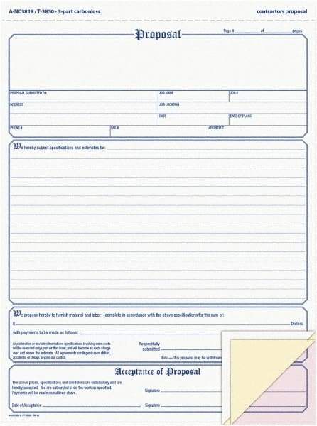 Adams Business Forms - 50 Sheet, 8-1/2 x 11-7/16", Sales Order Book - White, Canary & Pink - Exact Tool & Supply