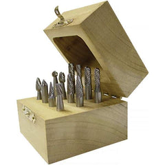 Made in USA - 8 Piece, 6mm Shank Burr Set - Solid Carbide, Multiple Head Shapes, 6° Included Angle - Exact Tool & Supply