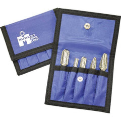 Made in USA - 5 Piece, 6mm Shank Burr Set - Multiple Head Shapes, Solid Carbide, 6° Included Angle - Exact Tool & Supply