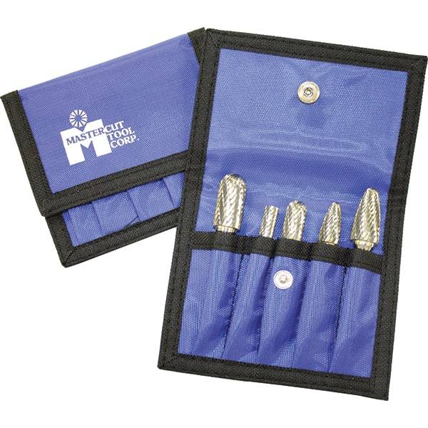 Made in USA - 5 Piece, 6mm Shank Burr Set - Multiple Head Shapes, Solid Carbide, 6° Included Angle - Exact Tool & Supply