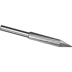 Made in USA - 3mm Cut Diam, 0.1181" Shank Diam, Cone Head Tire Cut Burr - Carbide, 25mm LOC, 50mm OAL - Exact Tool & Supply