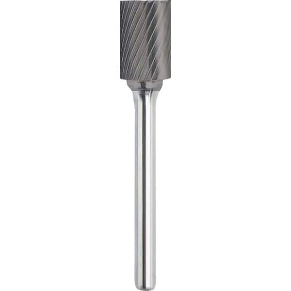 Made in USA - 8mm Cut Diam, 0.2362" Shank Diam, Carbide Single Cut Cylinder Burr with End Cut - Exact Tool & Supply