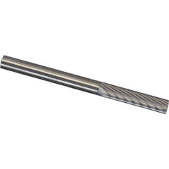 Made in USA - 3mm Cut Diam, 0.2362" Shank Diam, Cylinder Head Single Cut Burr - Carbide, 12.7mm LOC, 50mm OAL - Exact Tool & Supply