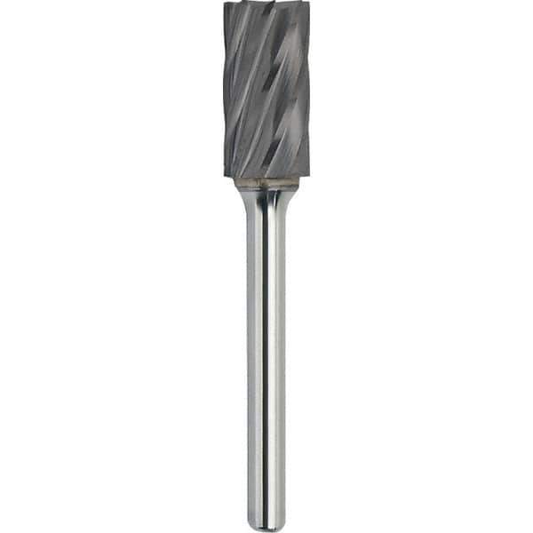 Made in USA - 16mm Cut Diam, 0.2362" Shank Diam, Cylinder with End Cut Head Aluma Cut Burr - Carbide, 25mm LOC, 70mm OAL - Exact Tool & Supply