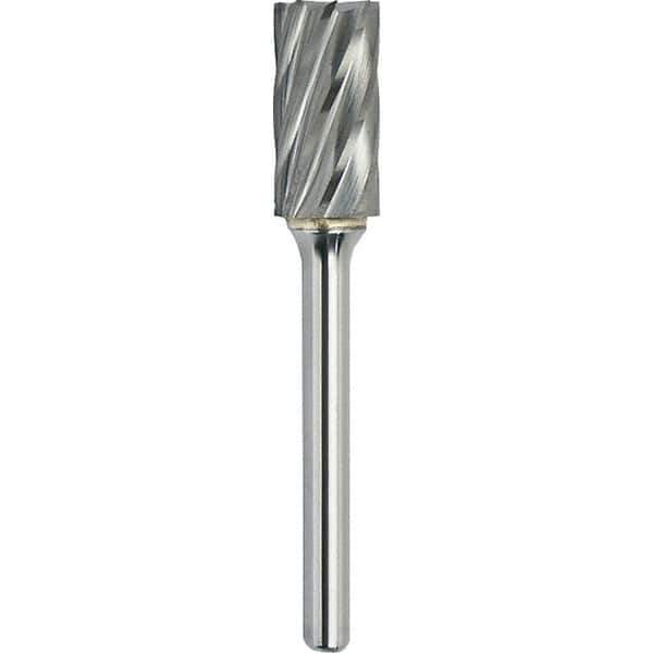 Made in USA - 8mm Cut Diam, 0.2362" Shank Diam, Cylinder with End Cut Head Aluma Cut Burr - Carbide, 19mm LOC, 64mm OAL - Exact Tool & Supply