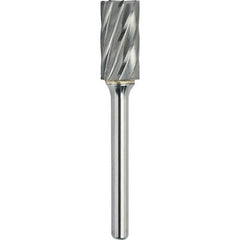 Made in USA - 8mm Cut Diam, 0.2362" Shank Diam, Cylinder with End Cut Head Aluma Cut Burr - Carbide, 19mm LOC, 64mm OAL - Exact Tool & Supply