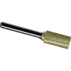 Made in USA - 3/4" Cut Diam, 1/4" Shank Diam, Cylinder with End Cut Head Chipbreaker Cut Burr - Carbide, 1" LOC, 2-3/4" OAL - Exact Tool & Supply