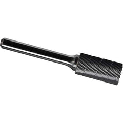 Made in USA - 3/8" Cut Diam, 1/4" Shank Diam, Cylinder Head Chipbreaker Cut Burr - Carbide, 1" LOC, 2-3/4" OAL - Exact Tool & Supply