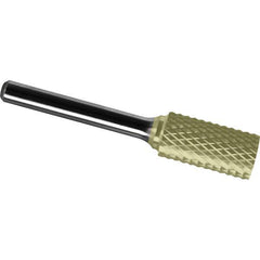 Made in USA - 3/4" Cut Diam, 1/4" Shank Diam, Cylinder Head Diamond Cut Burr - Carbide, 3/4" LOC, 2-1/2" OAL - Exact Tool & Supply