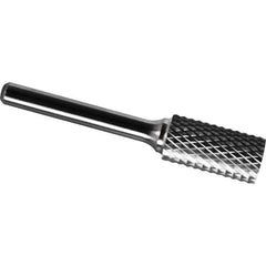 Made in USA - 6.3mm Cut Diam, 0.1181" Shank Diam, Cylinder Head Diamond Cut Burr - Carbide, 12.7mm LOC, 50mm OAL - Exact Tool & Supply