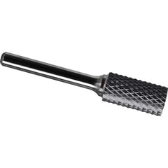 Made in USA - 3/4" Cut Diam, 1/4" Shank Diam, Cylinder Head Diamond Cut Burr - Carbide, 3/4" LOC, 2-1/2" OAL - Exact Tool & Supply