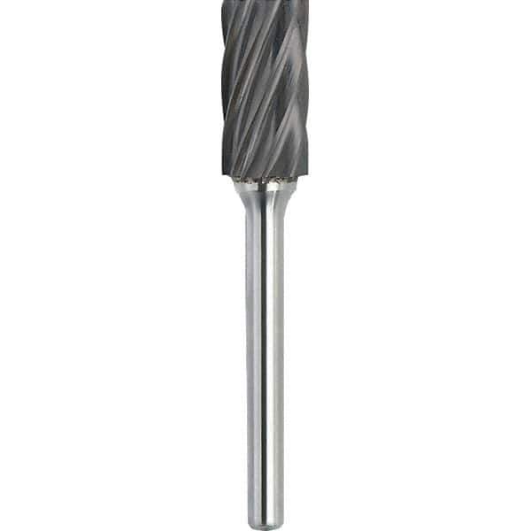 Made in USA - 1/4" Cut Diam, 1/8" Shank Diam, Cylinder Head Aluma Cut Burr - Carbide, 1/2" LOC, 2" OAL - Exact Tool & Supply