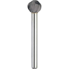 Made in USA - 1" Cut Diam, 0.2362" Shank Diam, Ball Head Aluma Cut Burr - Carbide, 21mm LOC, 68mm OAL - Exact Tool & Supply