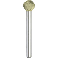 Made in USA - 1" Cut Diam, 1/4" Shank Diam, Ball Head Aluma Cut Burr - Carbide, 15/16" LOC, 2-3/4" OAL - Exact Tool & Supply