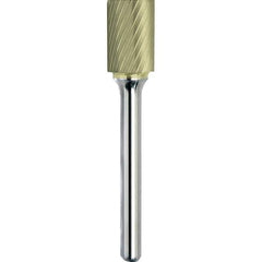 Made in USA - 8mm Cut Diam, 0.2362" Shank Diam, Cylinder Head Single Cut Burr - Carbide, 19mm LOC, 64mm OAL - Exact Tool & Supply