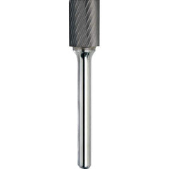Made in USA - 19mm Cut Diam, 0.2362" Shank Diam, Cylinder Head Single Cut Burr - Carbide, 25mm LOC, 70mm OAL - Exact Tool & Supply