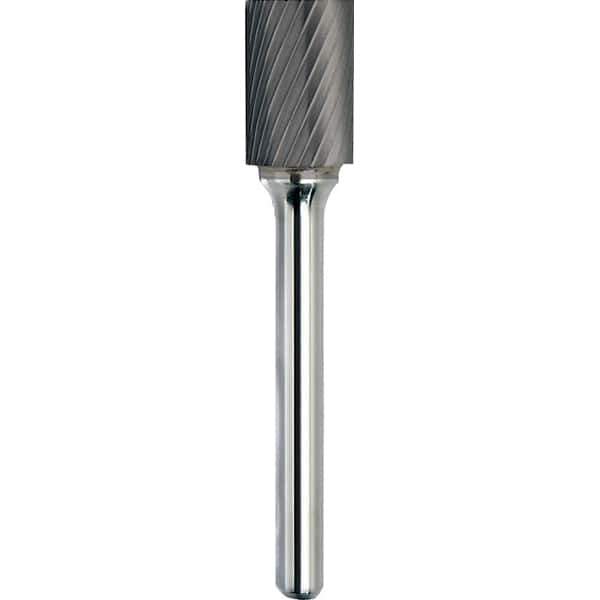 Made in USA - 8mm Cut Diam, 0.2362" Shank Diam, Cylinder Head Single Cut Burr - Carbide, 19mm LOC, 64mm OAL - Exact Tool & Supply
