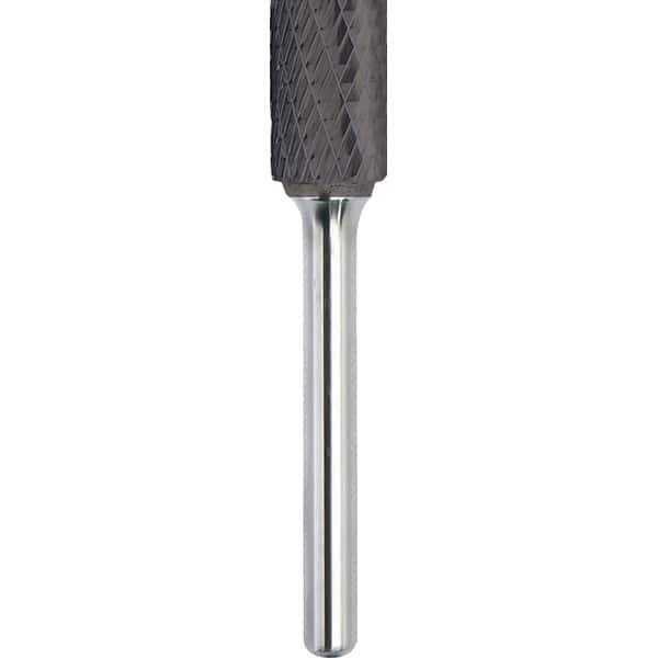 Made in USA - 1/2" Cut Diam, 0.2362" Shank Diam, Cylinder Head Double Cut Burr - Carbide, 25mm LOC, 70mm OAL - Exact Tool & Supply