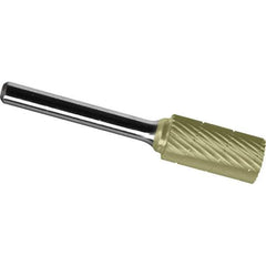 Made in USA - 3/4" Cut Diam, 1/4" Shank Diam, Cylinder Head Chipbreaker Cut Burr - Carbide, 1" LOC, 2-3/4" OAL - Exact Tool & Supply