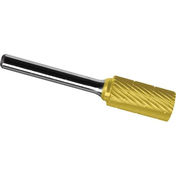 Made in USA - 1/2" Cut Diam, 3/8" Shank Diam, Cylinder Head Chipbreaker Cut Burr - Carbide, 1" LOC, 2-3/4" OAL - Exact Tool & Supply