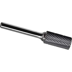 Made in USA - 3/4" Cut Diam, 1/4" Shank Diam, Cylinder Head Chipbreaker Cut Burr - Carbide, 1" LOC, 2-3/4" OAL - Exact Tool & Supply