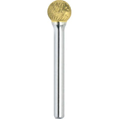Made in USA - 8mm Cut Diam, 0.2362" Shank Diam, Ball Head Double Cut Burr - Carbide, 6.4mm LOC, 51.4mm OAL - Exact Tool & Supply