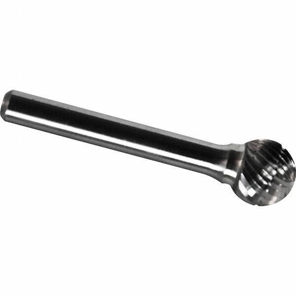 Made in USA - 1/2" Cut Diam, 1/4" Shank Diam, Ball Head Chipbreaker Cut Burr - Carbide, 7/16" LOC, 2-1/4" OAL - Exact Tool & Supply