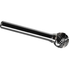 Made in USA - 1" Cut Diam, 0.2362" Shank Diam, Ball Head Chipbreaker Cut Burr - Carbide, 21mm LOC, 68mm OAL - Exact Tool & Supply