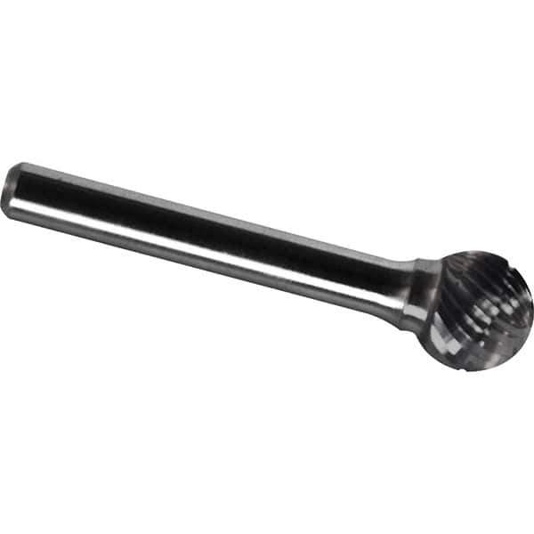 Made in USA - 5/8" Cut Diam, 1/4" Shank Diam, Ball Head Chipbreaker Cut Burr - Carbide, 9/16" LOC, 2-3/8" OAL - Exact Tool & Supply