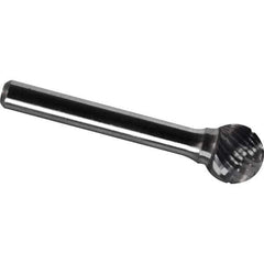 Made in USA - 16mm Cut Diam, 0.2362" Shank Diam, Ball Head Chipbreaker Cut Burr - Carbide, 14mm LOC, 59mm OAL - Exact Tool & Supply