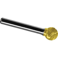 Made in USA - 8mm Cut Diam, 0.2362" Shank Diam, Ball Head Chipbreaker Cut Burr - Carbide, 6.4mm LOC, 51.4mm OAL - Exact Tool & Supply