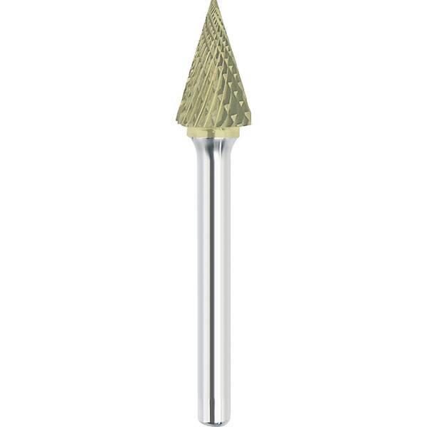 Made in USA - 6mm Cut Diam, 0.2362" Shank Diam, Cone Head Double Cut Burr - Carbide, 25mm LOC, 50mm OAL - Exact Tool & Supply