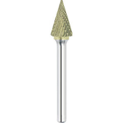 Made in USA - 6mm Cut Diam, 0.2362" Shank Diam, Cone Head Double Cut Burr - Carbide, 25mm LOC, 50mm OAL - Exact Tool & Supply